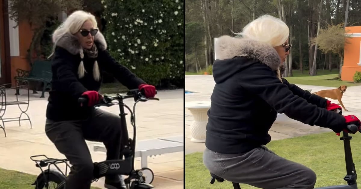 Susana Giménez se al pedalear por los jardines de su casa de Punta del Este